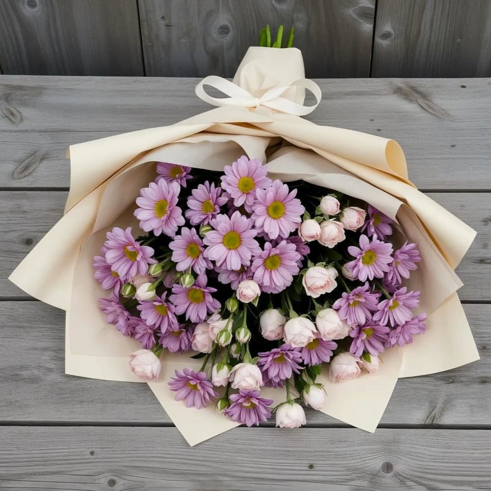 Букет цветов из: Розы и Хризантемы в Мирном Кировской области