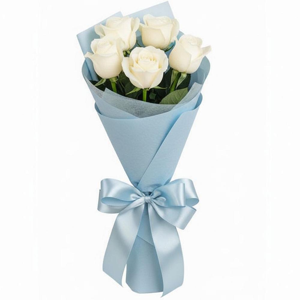 Букет 5 Белых роз Проуд в Мирном Кировской области