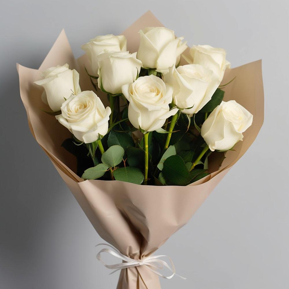 Букет 9 Белых роз Эдлесс Лав в Мирном Кировской области