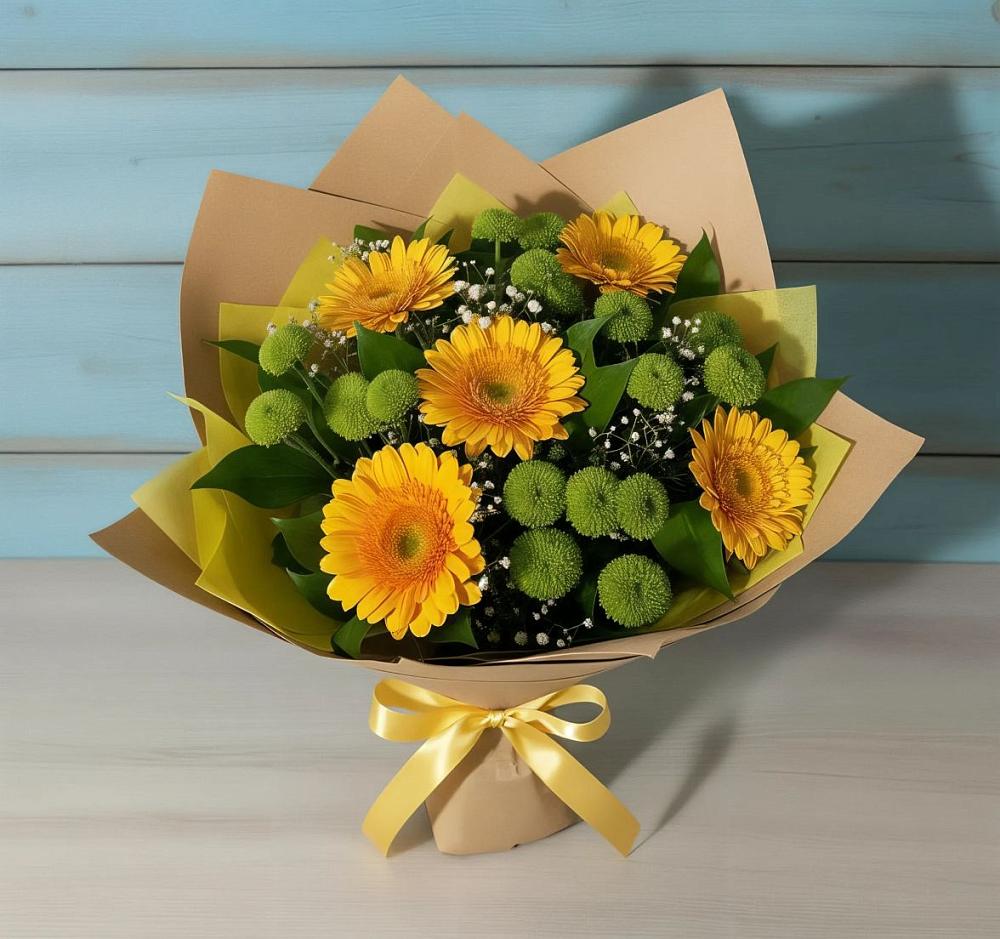 Букет цветов из: Герберы и Хризантемы в Мирном Кировской области