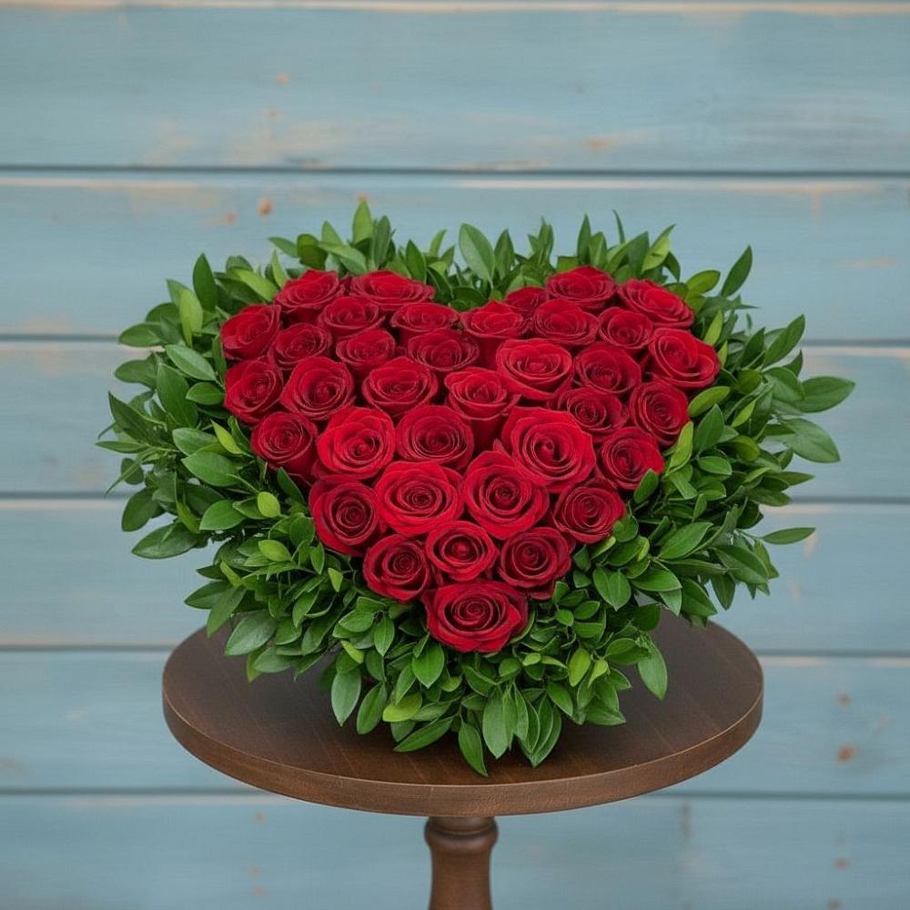 Цветочная композиция из Розы в виде сердца в Мирном Кировской области