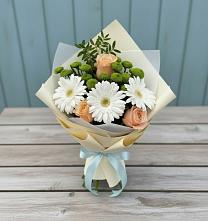 Букет цветов из:  Герберы, Розы и Хризантемы #REPLACE_PRED# Мирном Кировской области